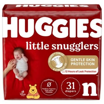 HUGGIES BABY DIAPERS, NEWBORN